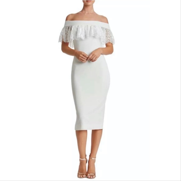 Dress the Population Alice Off Shoulder Lace Ruffle Dress